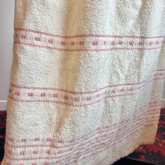 Vintage 60s/70s Madawaska Weavers Handwoven Wool Skirt – Cream & Pink Stripes - Picture 4 of 9